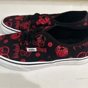 Vans Special Edition Black and Red Sneakers with Rose Pattern